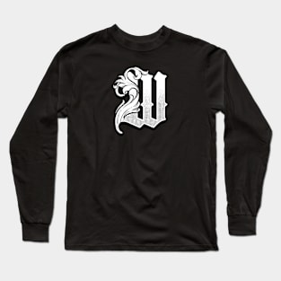 illustration of W font vintage style hand drawing design Long Sleeve T-Shirt